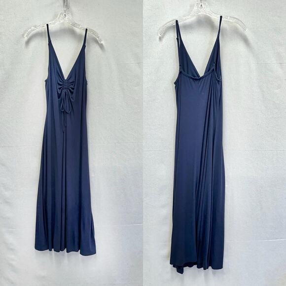 Lou & Grey Signaturesoft navy stretch jersey knit midi dress size medium - Picture 13 of 14